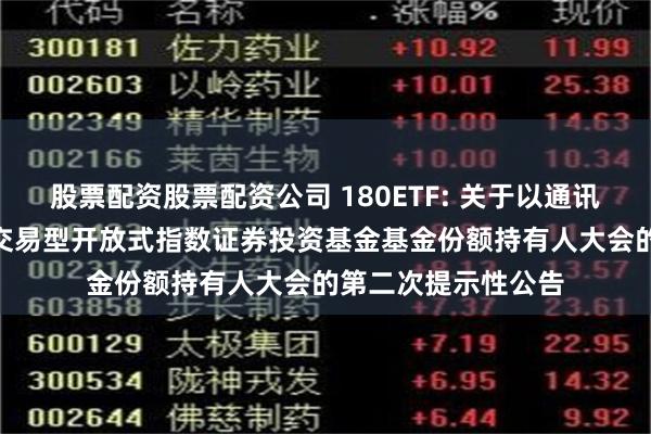 股票配资股票配资公司 180ETF: 关于以通讯方式召开